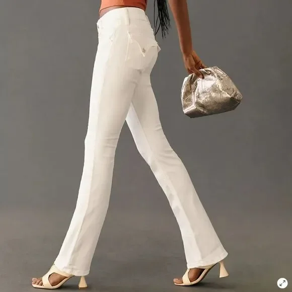 Hudson White Beth Baby Boot Cut Mid Rise Jeans 29 X 34 - Picture 3 of 13